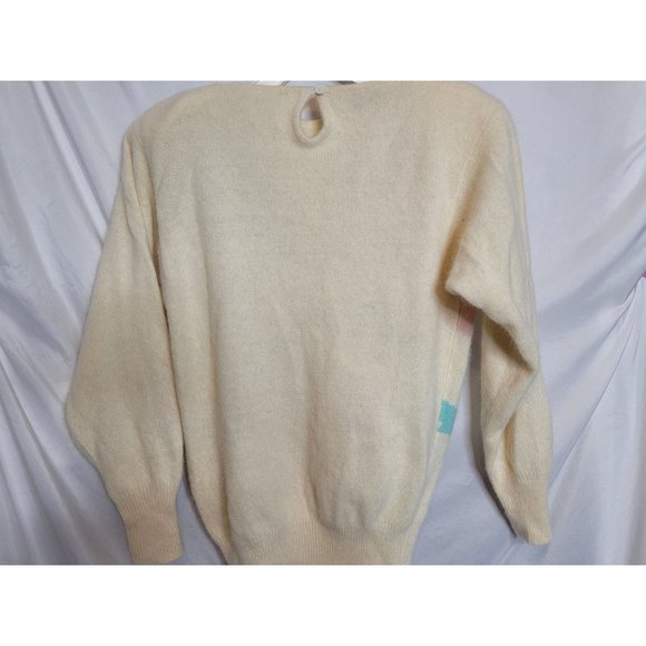 Vintage Sweater Christian Aujard Pastel Abstract Pullover Small Shoulder Pads - Picture 8 of 9